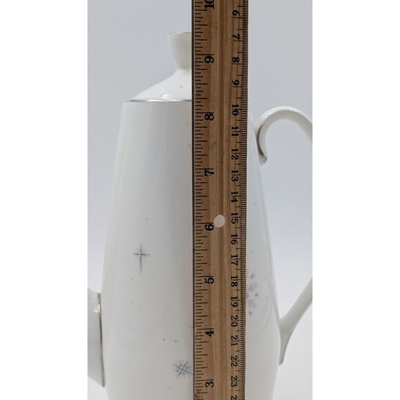 Royal Worcester Celeste Coffee Pot Bone China Snowflake Starburst England 10.5" - Picture 9 of 9